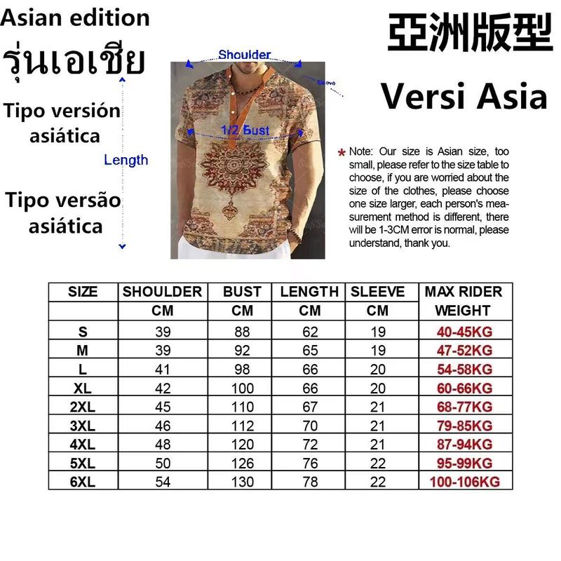 Product Introduction of 2025 New Year Ethnic Style Barong Shirt Men's Stand Collar Short Sleeve Top 3D Bohemian Traditional Retro Ethnic Clothes Outdoor Loose Breathable Quick-Drying Large Size Men's Clot 0