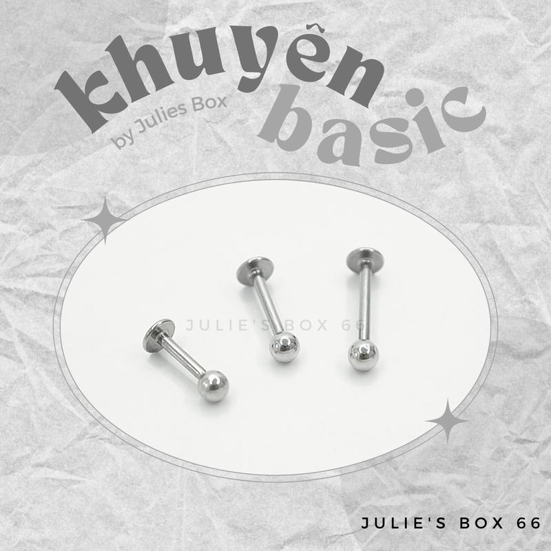 [Bán Theo Chiếc] [XỎ] Khuyên Tai Unisex Bi Tròn Đuôi Dẹt Không Ngứa Không Gỉ Sét Nhiều Size Julies Box 66