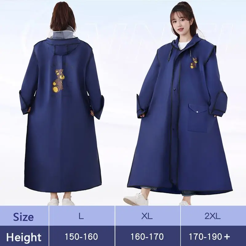 Long Raincoat, Fashionable Raincoat with Reflective Stripe Design, Portable Waterproof Raincoat for Electric Bike Riding, Outdoor Essentials 8