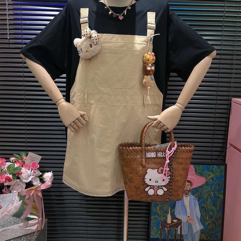 Đầm phối yếm kaki jean Hello Kitty Jiwa Quảng Châu chính hãng Nữ Women