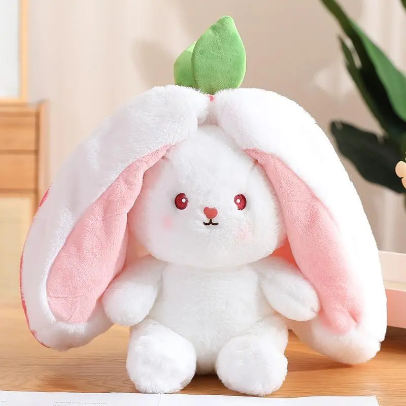 Strawberry & Carrot Design Plush Toy, 1 Count Cute Rabbit Plush Toy, Soft & Comfy Plush Toy for Kids & Adults, Birthday Gift 7