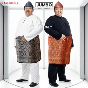 Big Size Baju Pria Melayu Teluk Belanga Ukuran Jumbo Kurung Cekak Musang Setelan Pakaian Fashion Muslim Koko Adat Malaysia Tradisional Premium Bahan Satin Velvet