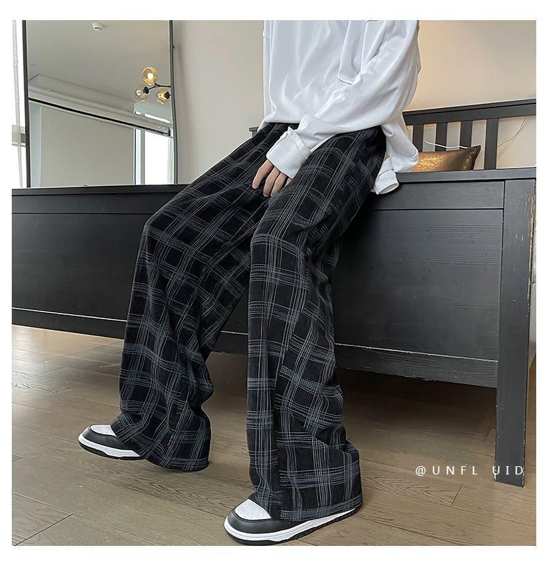 Product Introduction of Quần Kẻ Sọc, Maillard, Dành Cho Nam Giới, Phong Cách Hồng Kông, Bộ Sưu Tập Mùa Thu, Ins Hợp Xu hướng, Thiết Kế Tuyệt Vời, Quần Ống Rộng Thẳng, Dáng Rộng Vừa Vặn, Quần Thể Thao Thường Ngày 6
