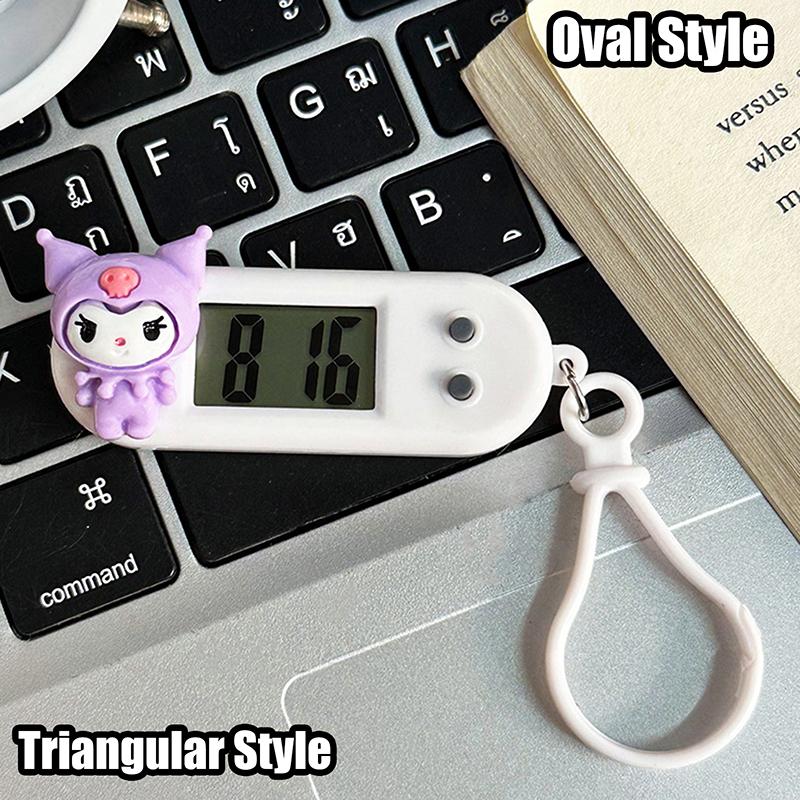 Product Introduction of Sanrio Hello Kitty Electronic Desktop Clock Keychain Kuromi My Melody Electronic Oval Watch Digital Table Time Display Clock 27