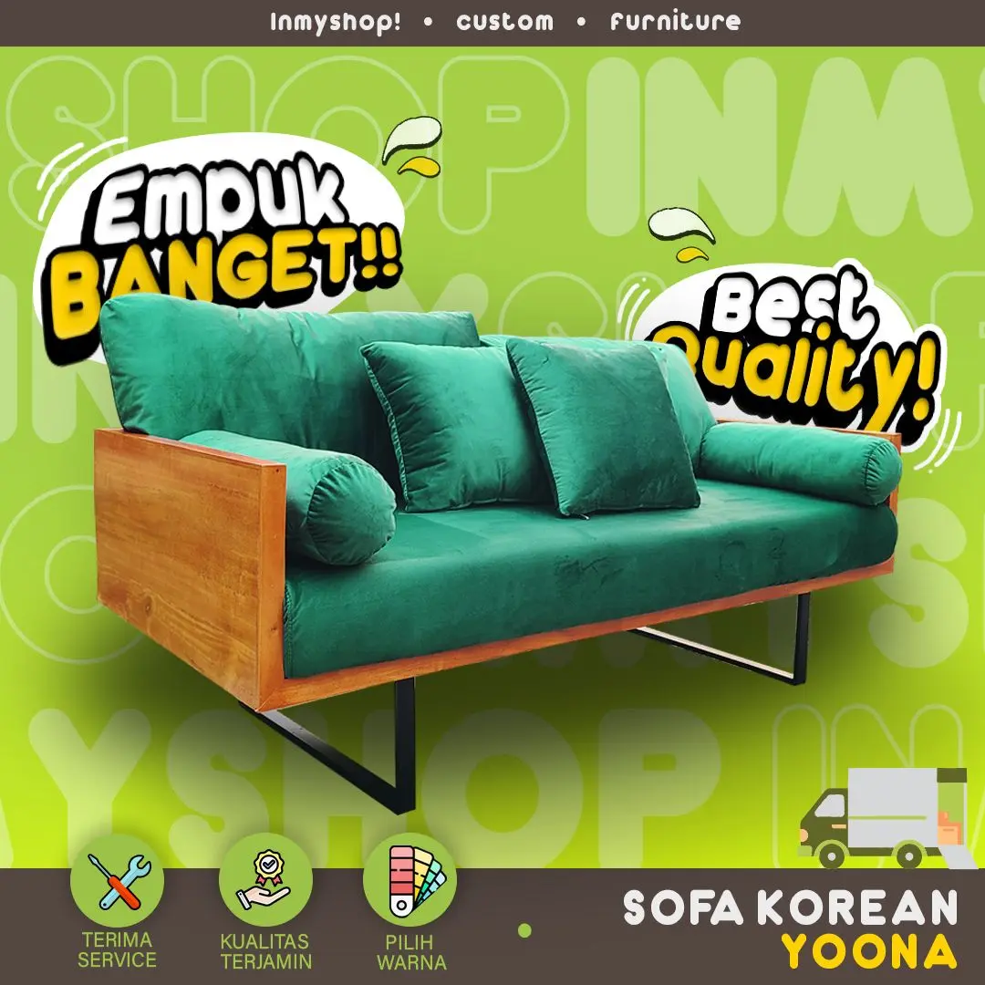 YOONA - Sofa Kayu Minimalis Industrial Kaki besi