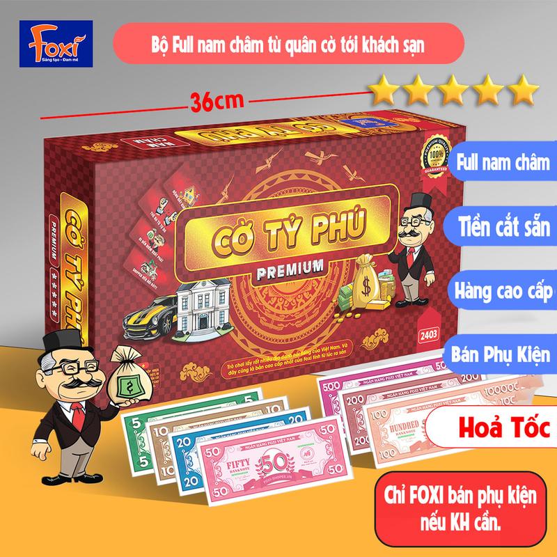 Bộ Cờ Tỷ Phú Premium Full nam châm Foxi - cao cấp thẻ tiền cắt sẵn dày cán màng 2 lớp siêu bền đẹp xịn