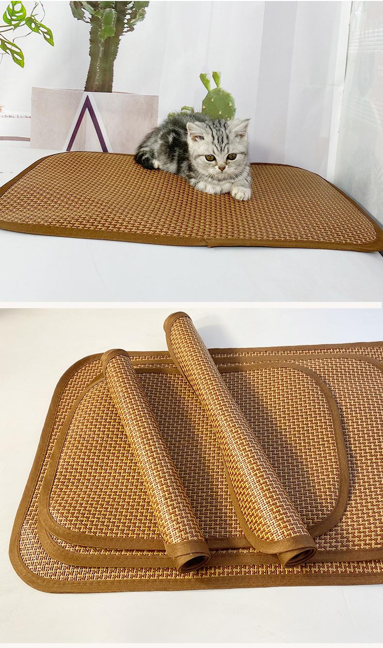 Product Introduction of Pet Mat Summer Rattan Mat Doghouse Cathouse Square Dog Mattress Cat Bamboo Mat Pet Cool Mat 10