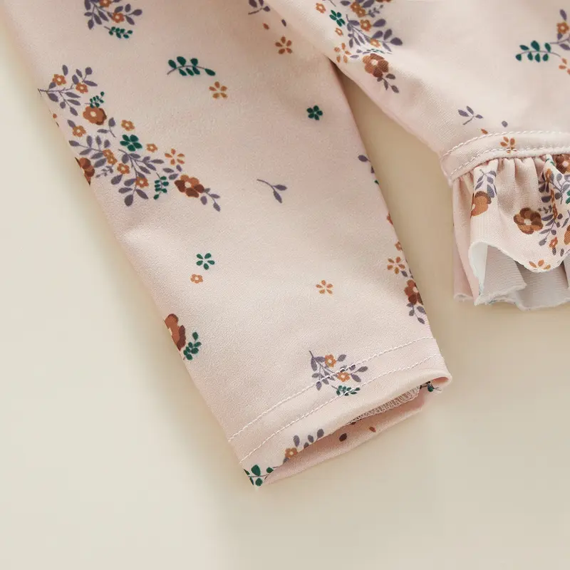 Đồ Bơi Mùa Hè Cho Bé Gái, In Hoa, Áo Jumpsuit Quần Dài Tay Áo Có Bèo Nhún Thích Hợp Cho Đồ Bơi, Đồ Đi Biển, Đồ Tắm 8