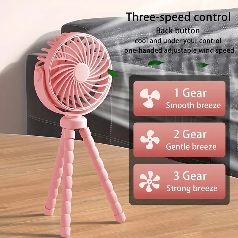 Portable USB Rechargeable Mini Fan, Foldable Desktop Fan, Multifunctional Fan for Outdoor Sport 2