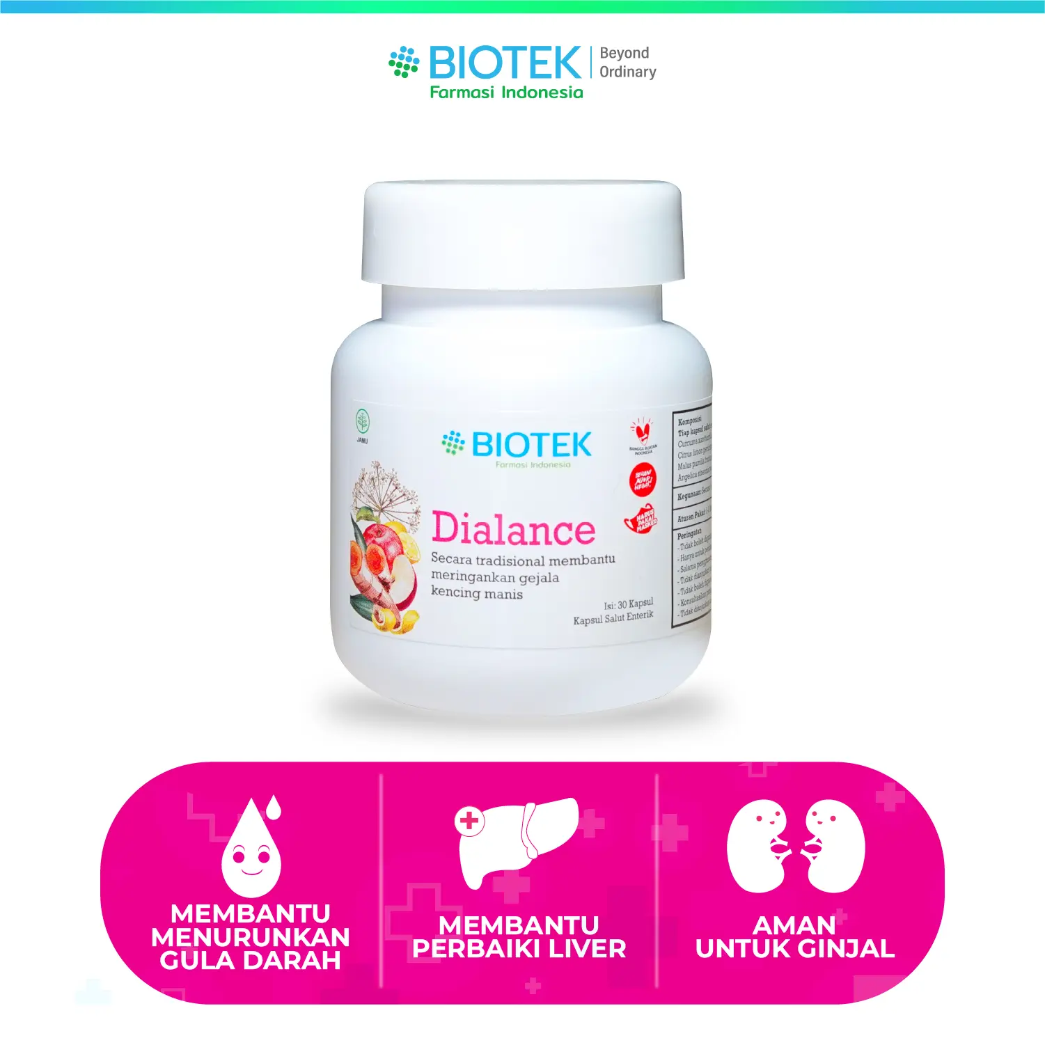 Biotek Farmasi Dialance - Obat Herbal Diabetes Kencing Manis 30 Capsul Membantu Menurunkan Gula Darah & Anti Inflamasi 100% Herbal POM TL210391591