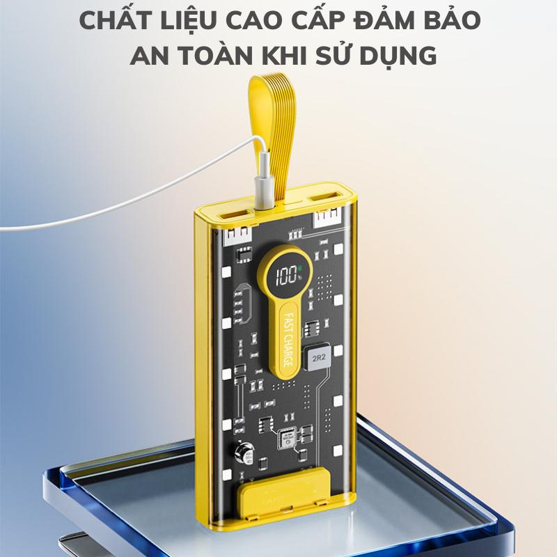 Pin sạc dự phòng 20000mAh 120W sạc siêu nhanh, dung lượng lớn, sạc an toàn, thiết kế trong suốt, Fusion X. 2