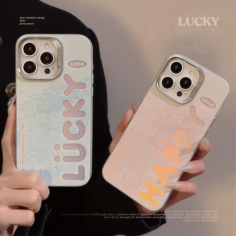 Product Introduction of Couple Laser Dragon Pattern English for 14promax Phone Case Iphone16 Electroplating Protector Cover Protector Cover Casing Shockproof Protective 4