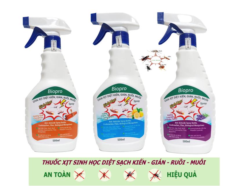  Chai dạng xịt 500ml. Thuốc Diệt kiến Diệt gián Diệt ruồi Diệt muỗi Sinh học Biopro an toàn hiệu quả Nhiều hương lựa chọn 