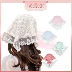 Bando Lace Motif Pita Polos Aksesoris Rambut Renda Grid Cantik Aesthetic Korean Fashion Style