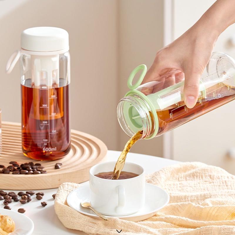  Dung tích 600ml bình pha cà phê cold brew bình ủ lạnh cafe cao cấp đi kèm với tay cầm và bộ lọc dễ dàng tháo rời. 