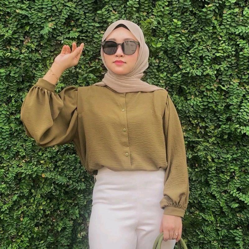 [Lboss] reva blouse cringkle/atasan wanita kekinian/blouse wanita termurah paling trend kemeja viral 4