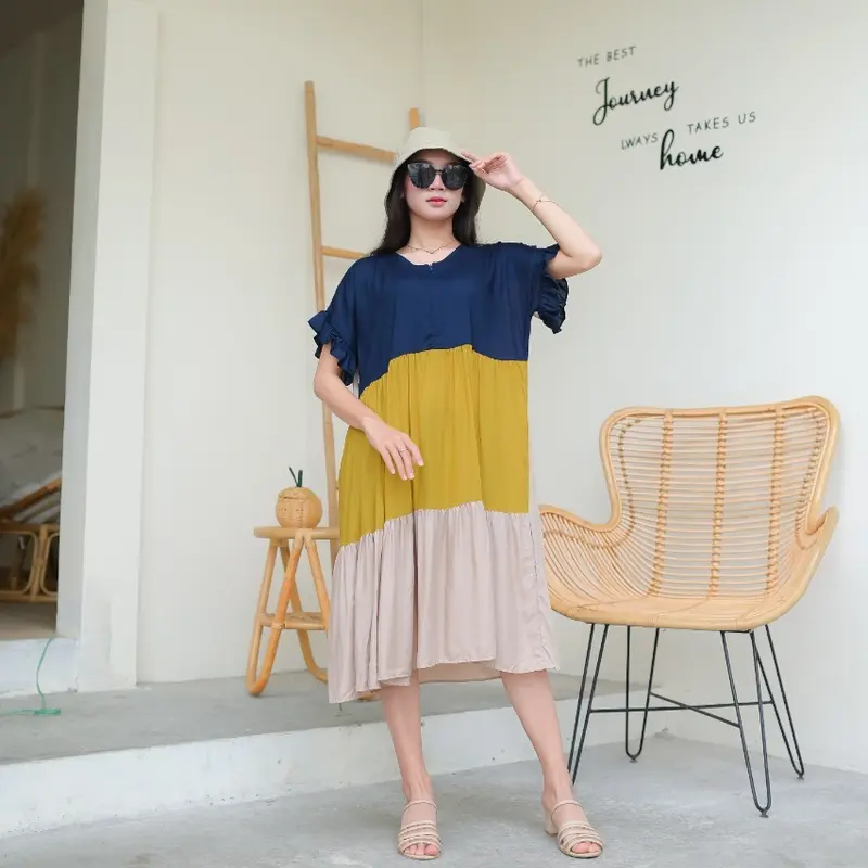 Seiramode - Icecream Daster Remaja Midi Dress Lolipop Busui Resleting Terbaru Kekinian 2025 Jumbo baju Ibu Hamil Lengan pendek 4
