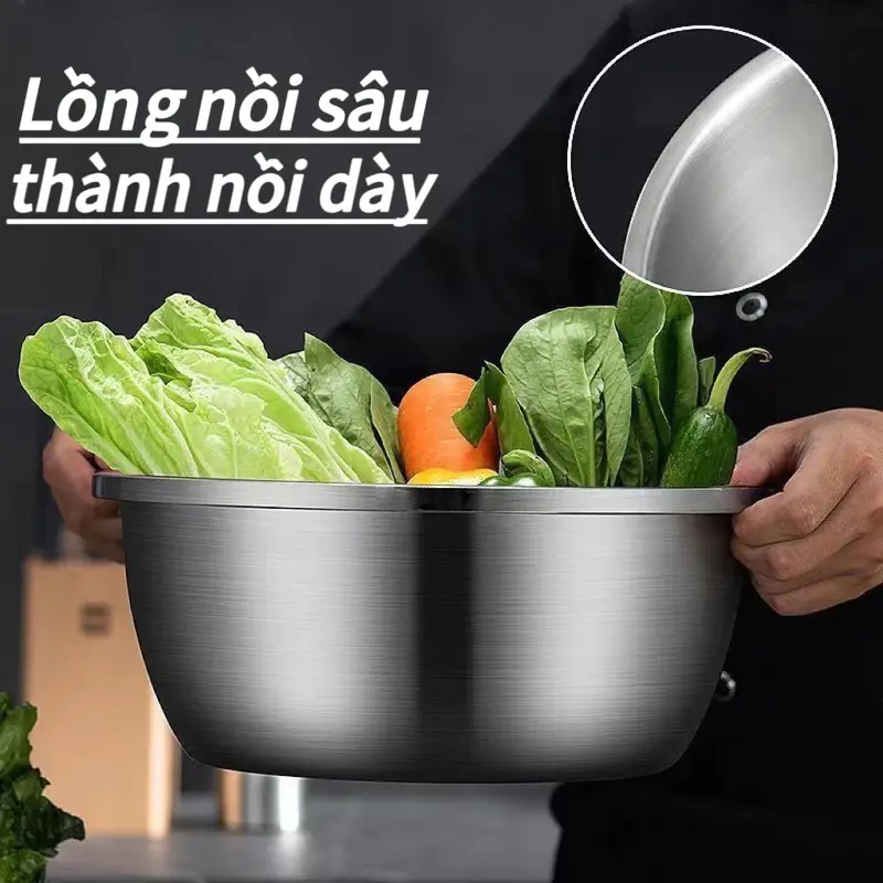 Thau Inox Sâu Lòng Đa Năng - Kích Thước Miệng 18-40cm 3