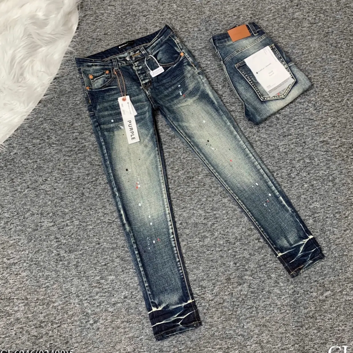 Quần jean purple màu bụi vảy sơn trắng đỏ cao cấp boi phố, new