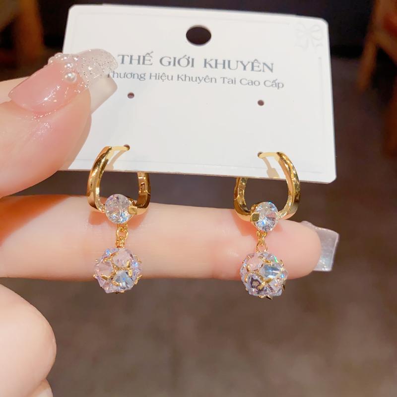 Bông Tai Nữ Cao Cấp Đính 2 Tầng Đá Lấp Lánh, Hoa Tai Sang Chảnh Quý Phái đôi  khuyên khuyên  tai trang  sức khuyên  tai khuyên  tai phụ  kiện