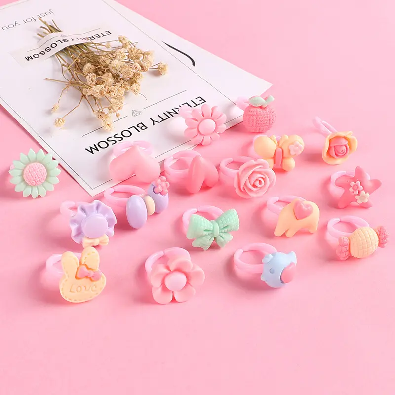 Nhẫn Trẻ Em Hoạt Hình, Chất Liệu Resin, Nhẫn Nhựa Cho Bé Gái, Quà Tặng Trẻ Em, Vòng Tay
