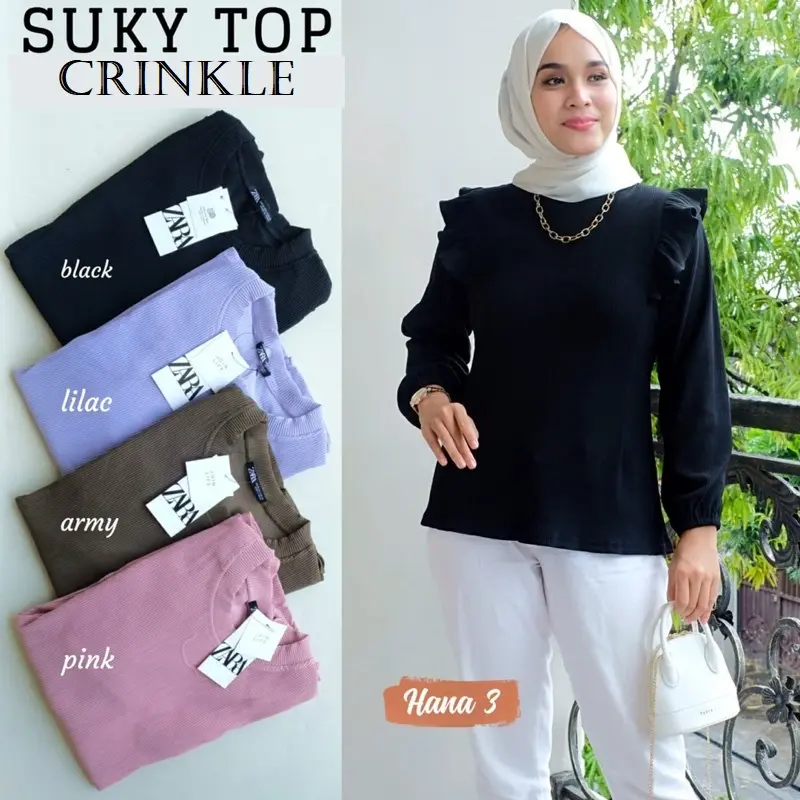 Baju atasan wanita / SUKY TOP CRINKLE / Atasan wanita terbaru 2022 Kekinian / Atasan Blouse CRINKLE / atasan dewasa 4