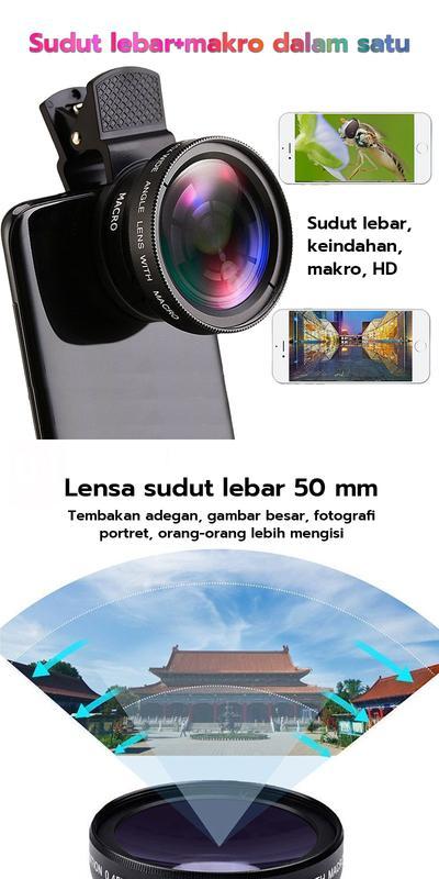 Product Introduction of 2 In 1 Lensa Super Wide Angle Lens Macro Smartphone Aksesoris Lensa Pembesar 12.5X Camera HP Dengan Klip Untuk Handphone Kamera 0