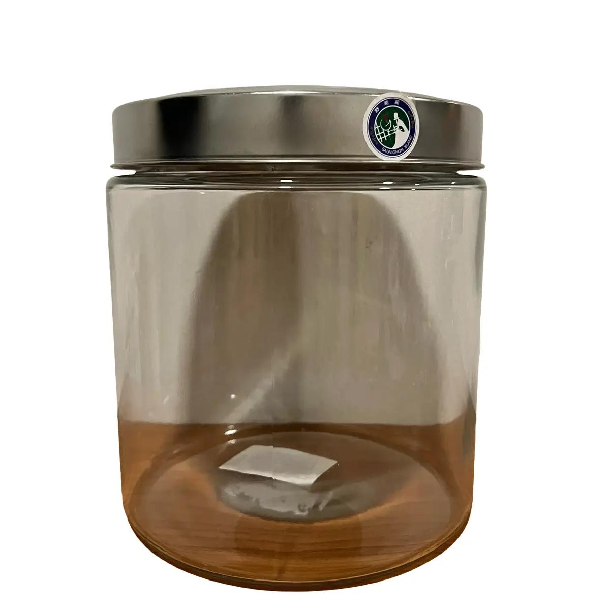 แก้วใสทรงกลมกระบอก ฝาสแตนเลส มี3ขนาด 7.6ลิตร 5.6ลิตร 3.8ลิตร (1099L,M,S) โหลใส่น้ำ โหลใส่ชา