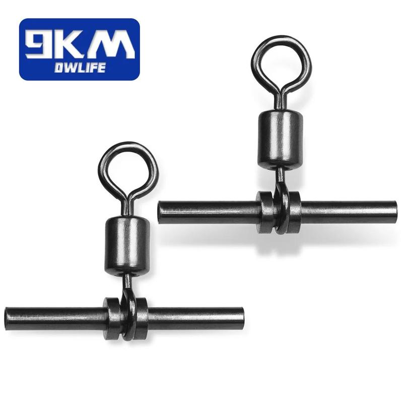 Product Introduction of 3 Way Swivels Fishing Tackle, 25pcs/set Cross Line Crimp Rolling Swivel Connector, T-shape Crimp Sleeve Swivels Fishing Tool 0