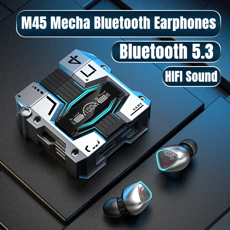 Tai nghe Bluetooth không dây, M25, Tai nghe chơi game TWS mecha, Độ trễ thấp, Điều khiển cảm ứng, Tai Nghe Nhét Tai 6