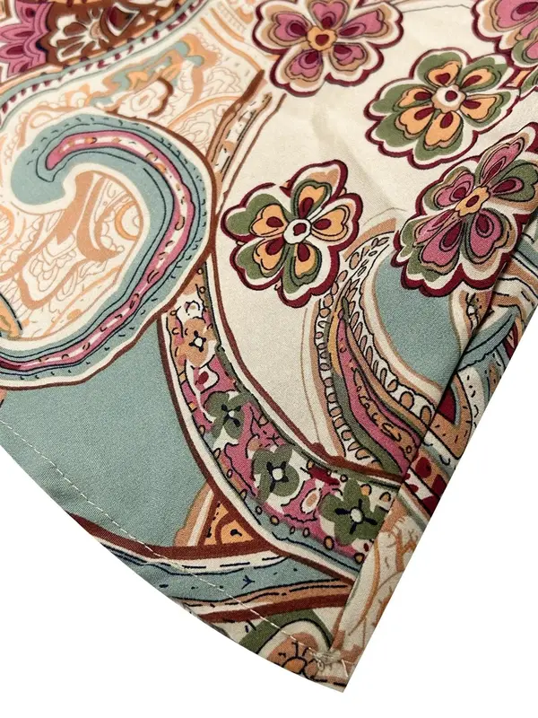 【Plus Size】 All Over Paisley Print Belted Dress, Boho Fashion Casual Round Neck Sleeveless Dress for Daily Holiday Vacation Wear, Women Plus Clothing for Summer 5