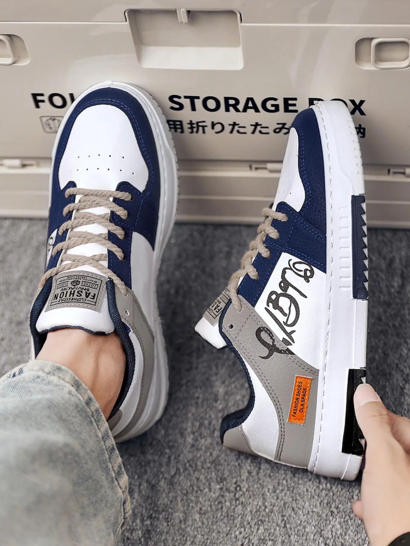 Men's Fashion Low Top Walking Comfy Sneakers, Casual Versatile Patchwork Letter Label Design Pu Leather Comfortable Lace Up Sports Walking Shoes for Trainer