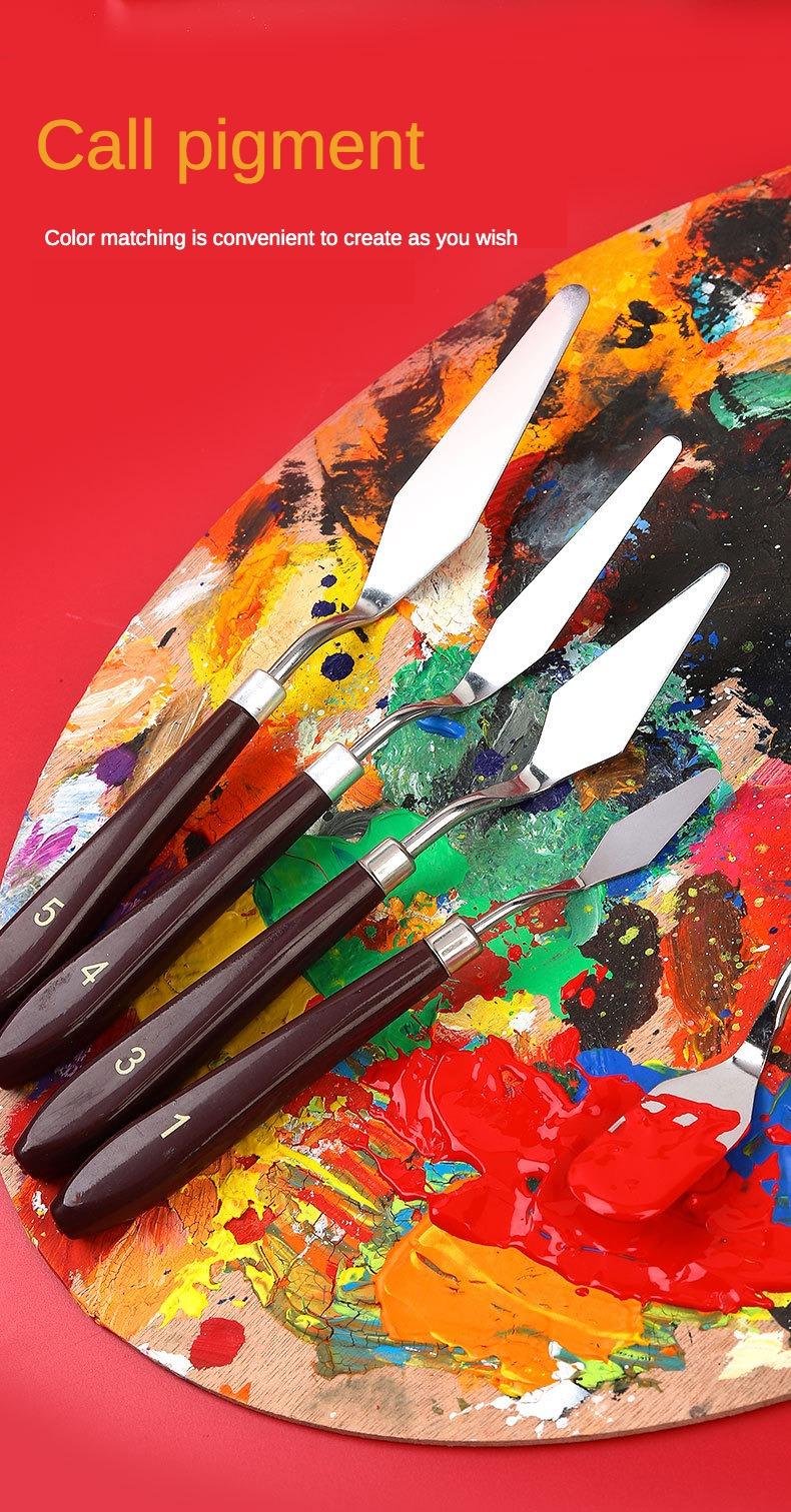 Product Introduction of Art Oil Painting Knife New Stainless Steel Toner Scraper Water Powder Paint Scraper 5-piece Set of Art Supplies 3