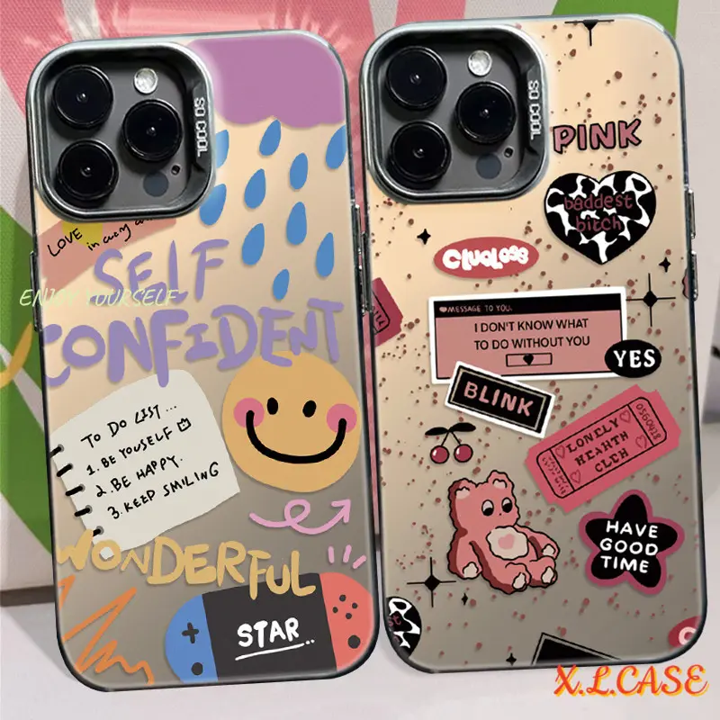 Casing IMD Lapis Logam Beruang Cantik Kompatibel Untuk iPhone XR 15 11 13 7Plus 13Pro 11 13 15 14 12 Pro Max X 7 XS 8 Plus 15 14 Plus SE 2020 XS Max Penutup Tahan Benturan