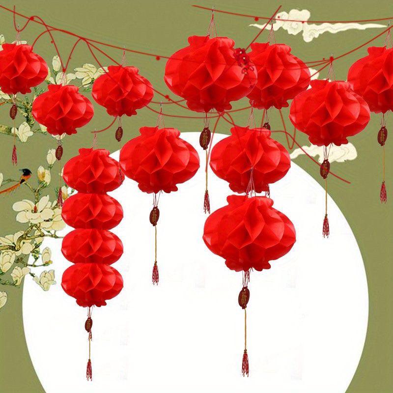  Combo 50 cái Đèn lồng nilong Đỏ chữ Phúc trang trí Tết chất liệu chống nước có sẵn Đủ size 