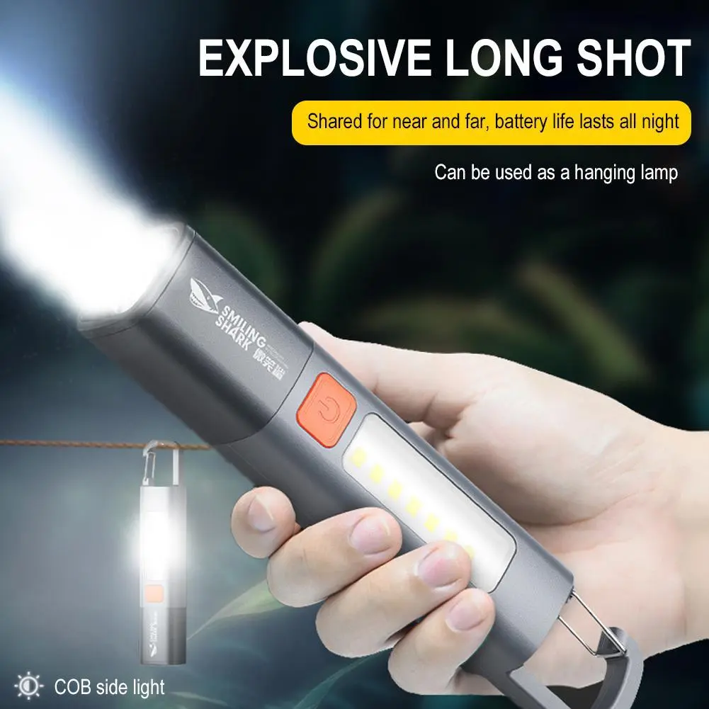 Flashlight With Hook COB Waterproof Outdoor Camping Flashlight 800mAh