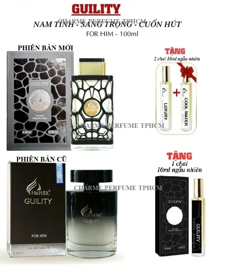 Nước hoa nam Charme Guility 100ml [Tặng 2 chai 10ml] chính hãng Charme Perfume  - Phiên bản 2024 Cosmetic Xịt Thơm