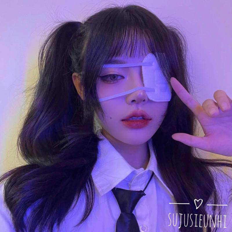 Băng bông che mắt màu trắng phong cách manga Nhật Bản cá tính/ bịt mắt anime, cosplay 2
