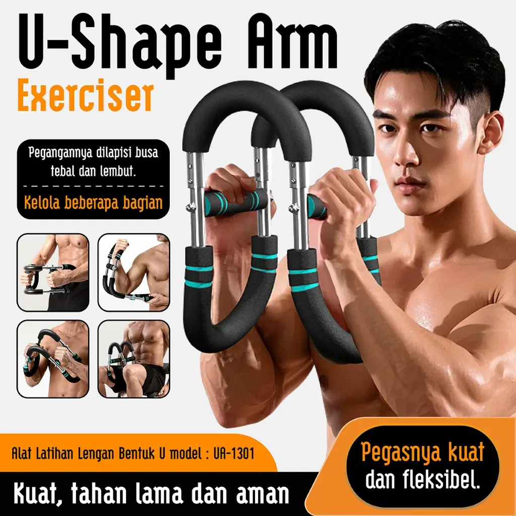 Bettergrow Alat Latihan Otot Lengan Adjustable Pegangan Busa Tebal Baja Kuat Resistance 30-50kg