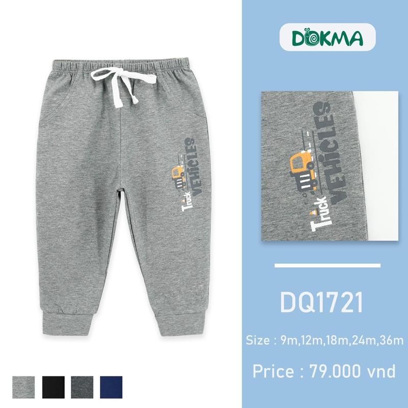 DOKMA - Quần dài bo ống vải cotton cho bé trai 4
