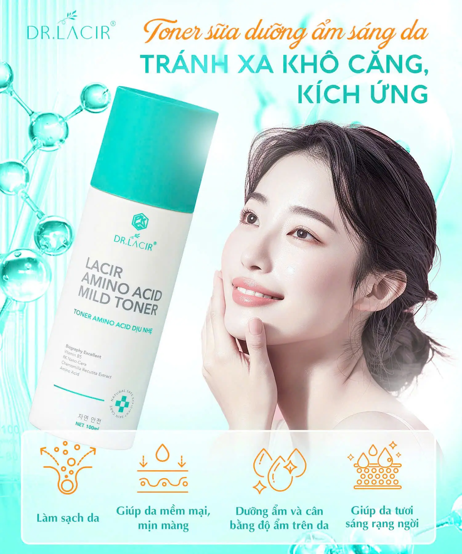 [MẪU MỚI] TONNER CỐT YẾN DR LACIR, CẤP ẨM DÀNH CHO DA THƯỜNG VÀ DA DỊU NHẸ