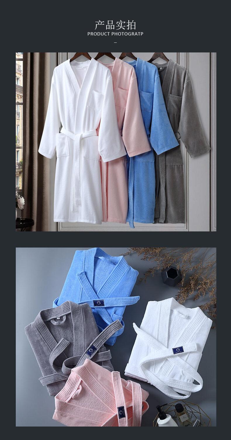 Product Introduction of Pure Cotton Hotel Bathrobe 2024 Autumn Winter Men's Quick Dry Towel Material All Seasons Adult Sleep Robe Hotel Style 4