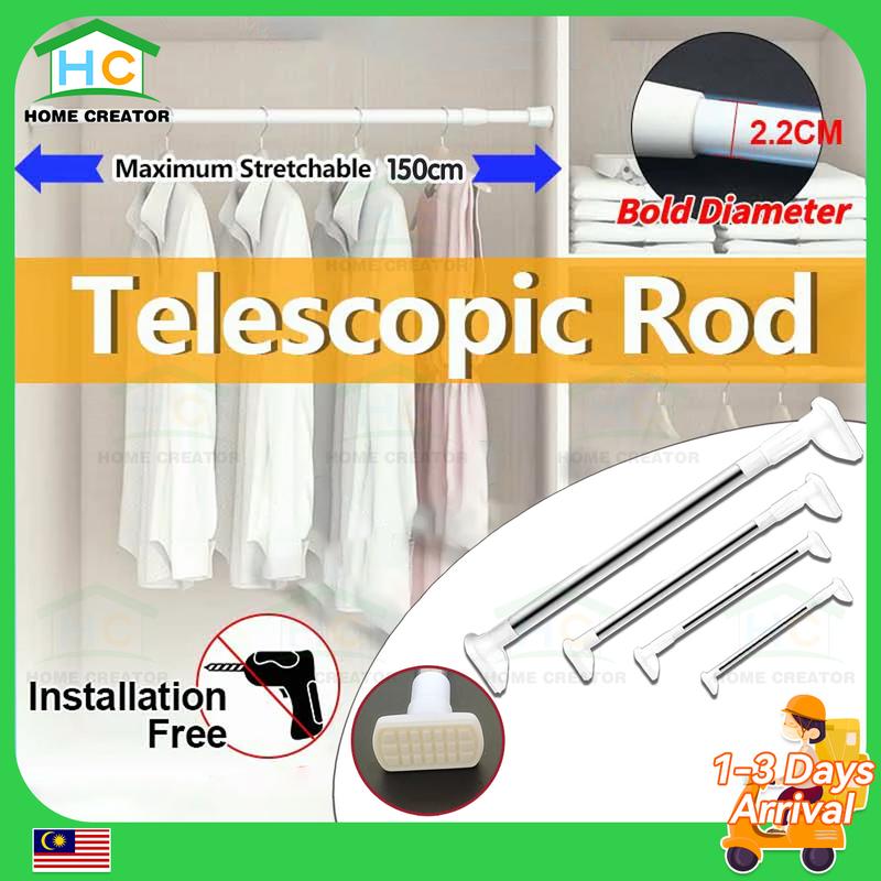 Extendable No Drilling Pole Adjustable Stainless Steel Telescopic ...