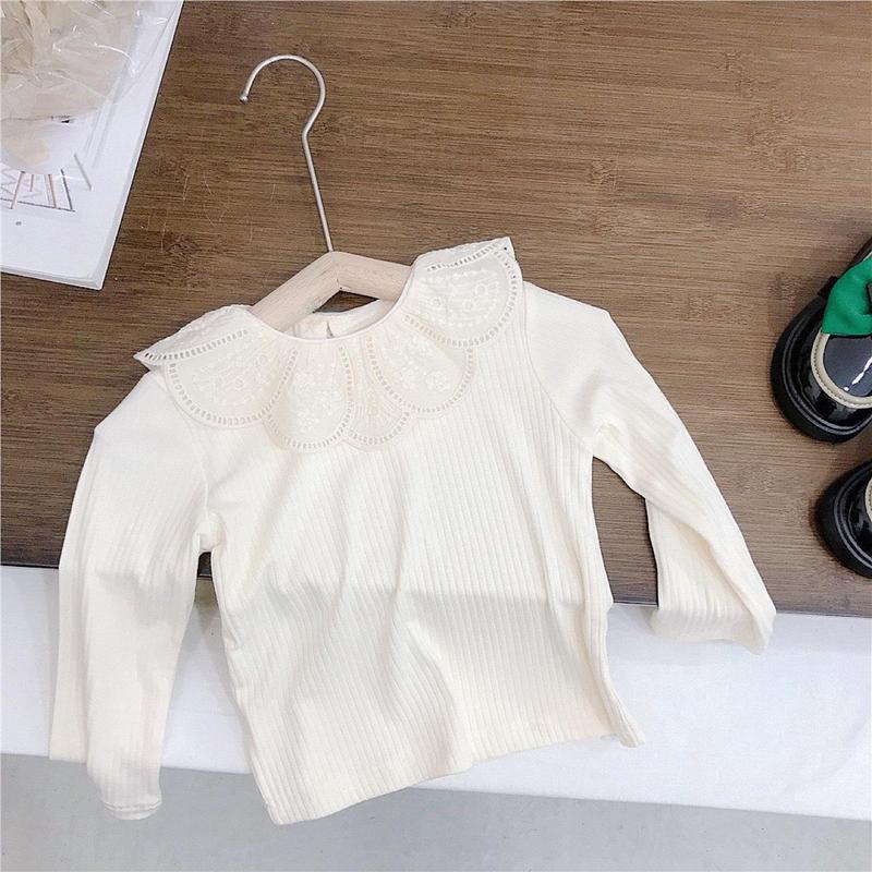 A811 - Áo Chất Liệu Thun Tăm Màu Trắng Cổ Tròn Ren Cho Bé Gái Từ 9- 25kg