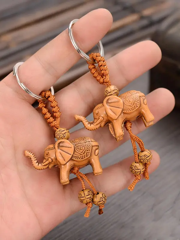 Cute Elephant Design Keychain, Boho Style Beaded Decor Pendants Keychain for Women & Men, Fashion Accessories for Bag Decoration, Charms 2