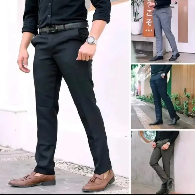 Celana kantor slimfit pria size 28 sampai 38 Hitam