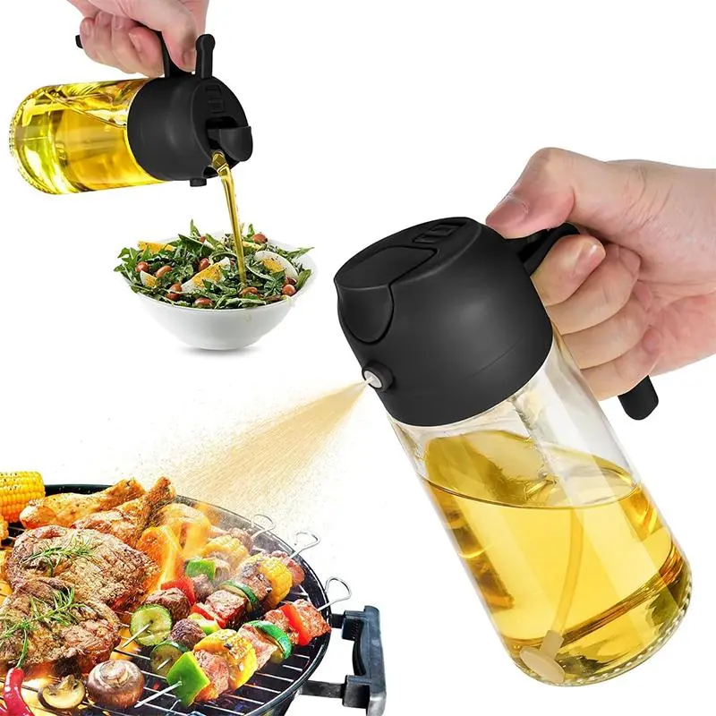 2 in 1 Oil Dispenser Bottle, 1 Count Oil Sprayer, Olive Oil Bottle, Oil Sprayer for Cooking, Kitchen, Salad, Barbecue, Household Kitchen Products