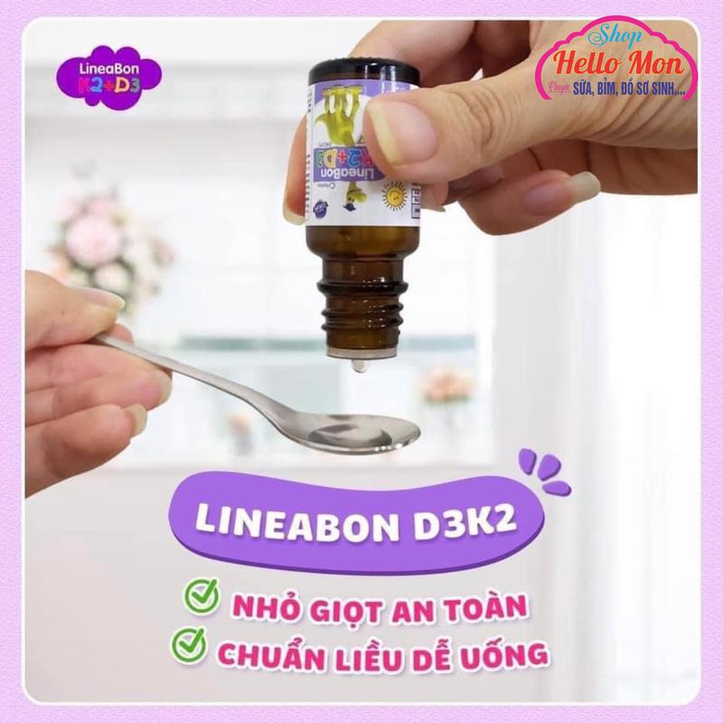 vitamin D3K2 Lineabon tinh khiết hỗ trợ hấp thu canxi dạng nhỏ giọt tiện lợi 10ml Cho Bé Men Vi Sinh 4