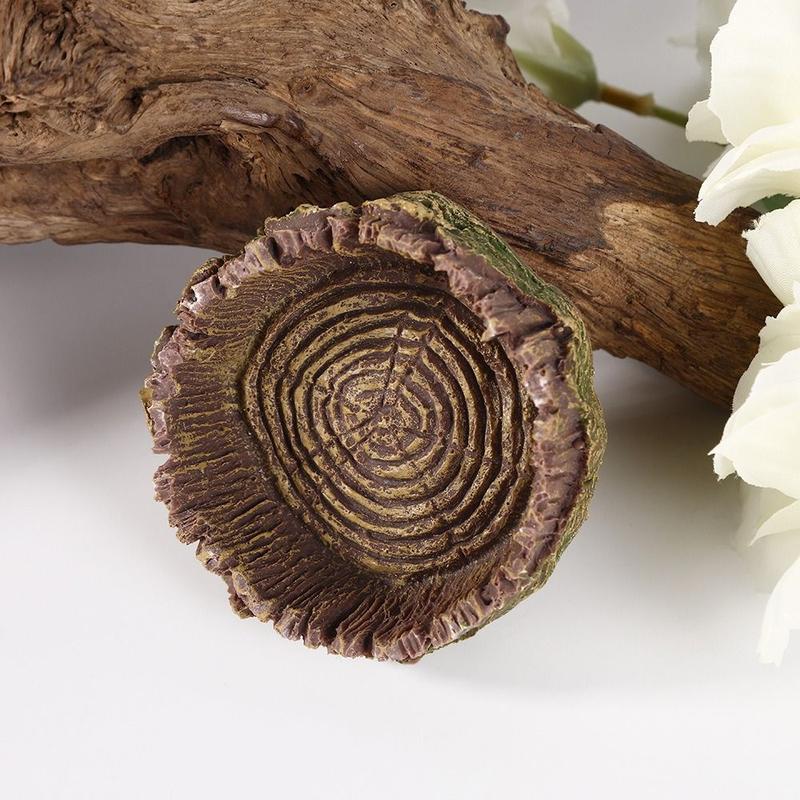 Product Introduction of Fish Tank Ornaments Resin Reptile Food Bowl Simulated Tree Stump Artificial Pet Drinking Water Tray Multifunctional Creative Pets Feeding Plate Home 8