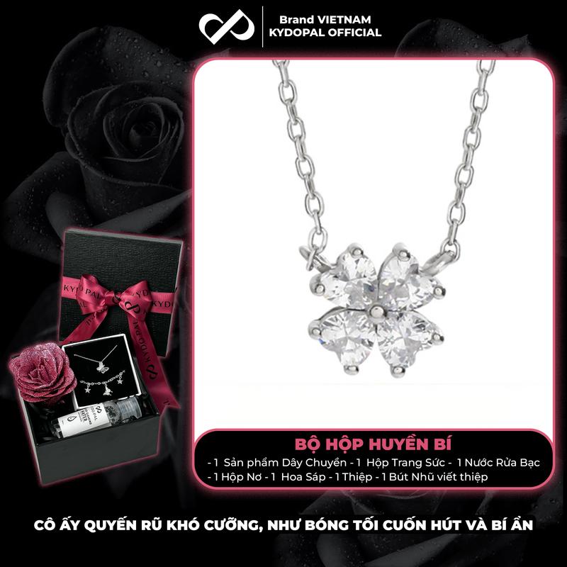 Dây chuyền bạc nữ KYDOPAL mặt cỏ bốn lá 4 cánh tim mặt đính đá giọt nước trang sức bạc 925 - PAL9C3C30
